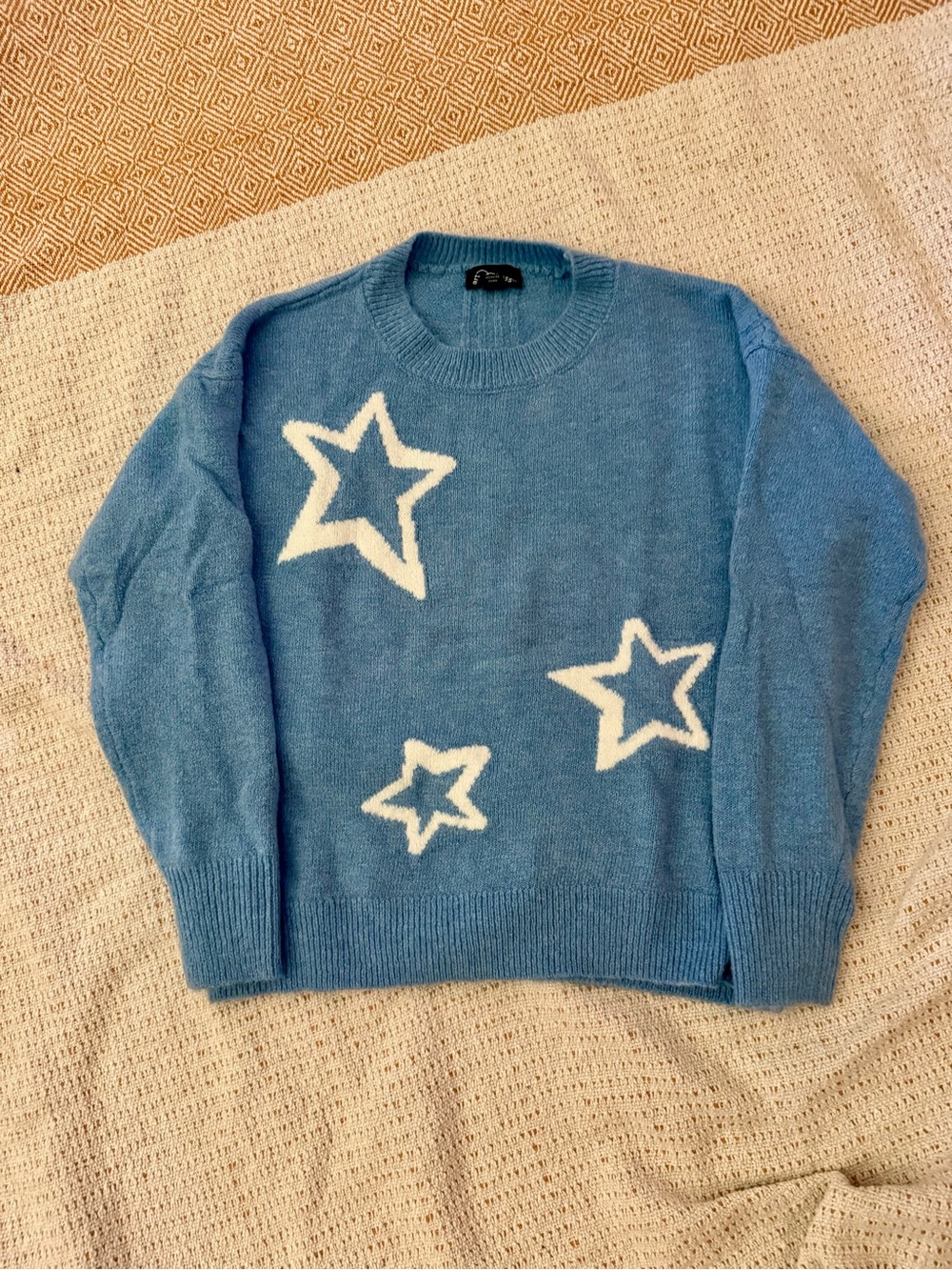 Kid's Art Class Blue Crewneck Sweater with White Star Motifs NWOT